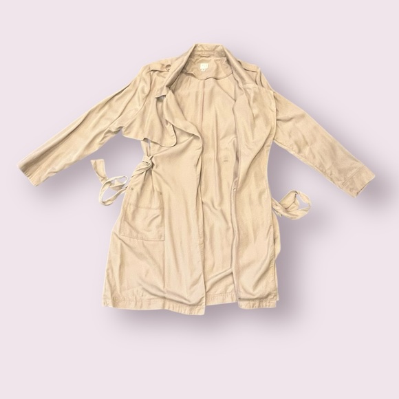 A New Day Beige Trench Coat Women’s XL | Lightweight Belted Jacket with Pockets - Picture 8 of 12